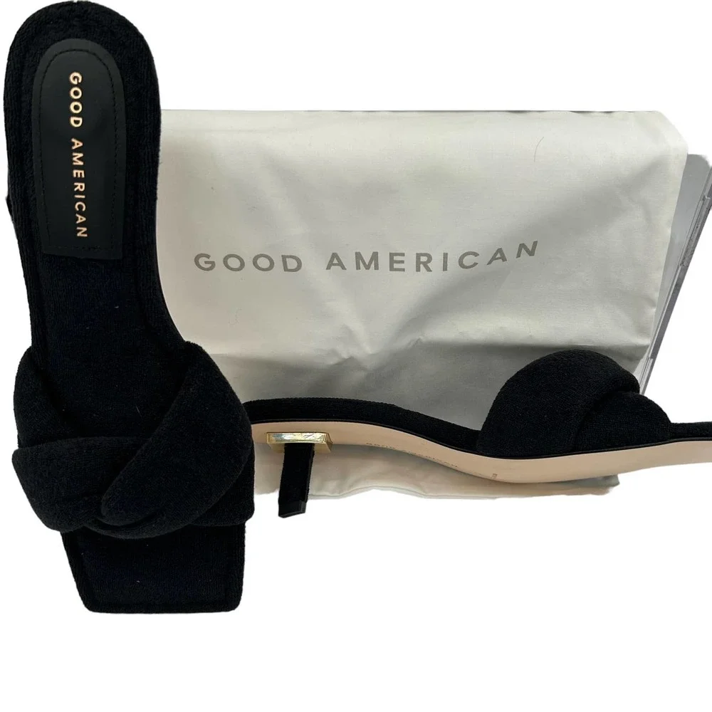 Good American Terry Kickstand Slides in a Size 9 Black New In Box - Picture 5 of 11